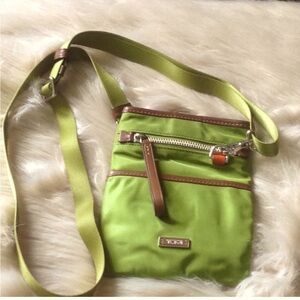Tumi Voyageur Green and Brown Crossbody Bag